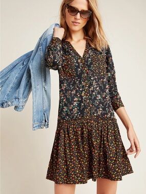 Maeve Anthropologie Marlie Button Front Chambray Tunic Dress - size 6